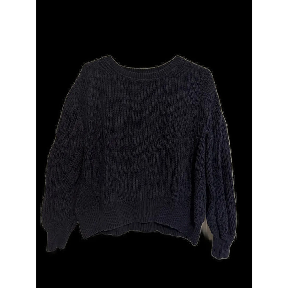 Navy Cotton Chunky Knit Sweater